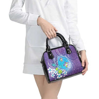 Hawaii Honu Shoulder Handbag Tropical Flowers Purple Gradient