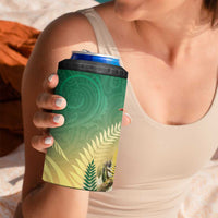 New Zealand Pigeon Kereru 4 in 1 Can Cooler Tumbler Maori Fern Art Green Gradient - Polynesian Pride
