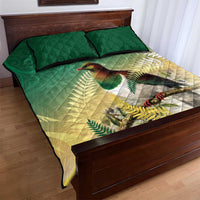 New Zealand Pigeon Kereru Quilt Bed Set Maori Fern Art Green Gradient - Polynesian Pride