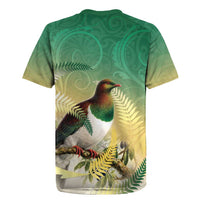 New Zealand Pigeon Kereru Rugby Jersey Maori Fern Art Green Gradient - Polynesian Pride