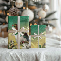 New Zealand Pigeon Kereru Wrapping Paper Maori Fern Art Green Gradient LT05 - Polynesian Pride