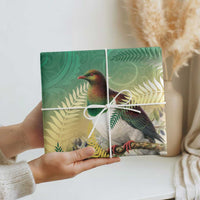 New Zealand Pigeon Kereru Wrapping Paper Maori Fern Art Green Gradient LT05 - Polynesian Pride
