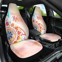 Happy Holi Festival Car Seat Cover Rangoli With Polynesian Pattern LT05 One Size White - Polynesian Pride