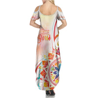 Happy Holi Festival Summer Maxi Dress Rangoli With Polynesian Pattern LT05 - Polynesian Pride