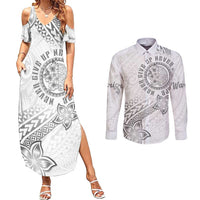 Brain Cancer Warrior Couples Matching Summer Maxi Dress and Long Sleeve Button Shirt Never Give Up