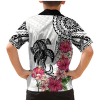 White Polynesian Hammerhead Shark Tribal Pattern Family Matching Mermaid Dress and Hawaiian Shirt LT05 - Polynesian Pride