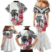 White Polynesian Hammerhead Shark Tribal Pattern Family Matching Mermaid Dress and Hawaiian Shirt LT05 - Polynesian Pride