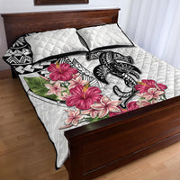 White Polynesian Hammerhead Shark Tribal Pattern Quilt Bed Set