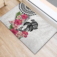 White Polynesian Hammerhead Shark Tribal Pattern Rubber Doormat LT05 - Polynesian Pride