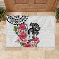 White Polynesian Hammerhead Shark Tribal Pattern Rubber Doormat LT05 - Polynesian Pride