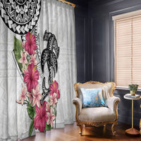 White Polynesian Hammerhead Shark Tribal Pattern Window Curtain LT05 - Polynesian Pride