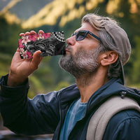 Black Polynesian Hammerhead Shark Tribal Pattern 4 in 1 Can Cooler Tumbler