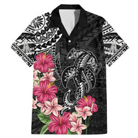 Black Polynesian Hammerhead Shark Tribal Pattern Family Matching Mermaid Dress and Hawaiian Shirt LT05 Dad's Shirt - Short Sleeve Black - Polynesian Pride
