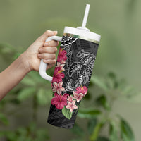 Black Polynesian Hammerhead Shark Tribal Pattern Tumbler With Handle