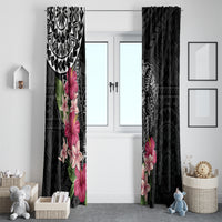 Black Polynesian Hammerhead Shark Tribal Pattern Window Curtain LT05 - Polynesian Pride