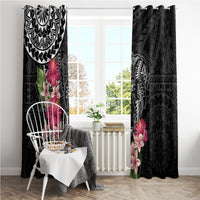 Black Polynesian Hammerhead Shark Tribal Pattern Window Curtain LT05 - Polynesian Pride
