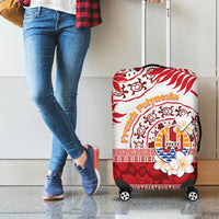 French Polynesia Internal Autonomy Day Luggage Cover Tropical Hibiscus And Turtle Pattern LT05 - Polynesian Pride