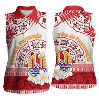 French Polynesia Internal Autonomy Day Women Sleeveless Polo Shirt Tropical Hibiscus And Turtle Pattern LT05 - Polynesian Pride