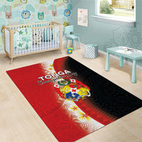 Tonga Emancipation Day Area Rug Tongan Ngatu Pattern With Plumeria LT05 - Polynesian Pride