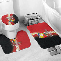 Tonga Emancipation Day Bathroom Set Tongan Ngatu Pattern With Plumeria LT05 Mat Set Only (3 pcs) One Size Red - Polynesian Pride