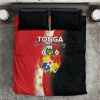 Tonga Emancipation Day Bedding Set Tongan Ngatu Pattern With Plumeria LT05 Red - Polynesian Pride