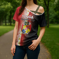 Personalised Tonga Emancipation Day Cross Shoulder Shirt Tongan Ngatu Pattern With Plumeria LT05 - Polynesian Pride