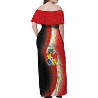 Personalised Tonga Emancipation Day Family Matching Off Shoulder Maxi Dress and Hawaiian Shirt Tongan Ngatu Pattern With Plumeria LT05 - Polynesian Pride