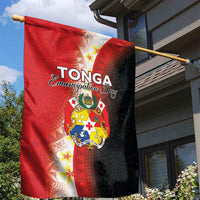 Tonga Emancipation Day Garden Flag Tongan Ngatu Pattern With Plumeria LT05 - Polynesian Pride