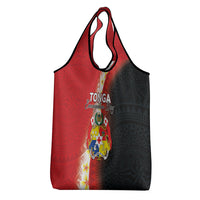 Tonga Emancipation Day Grocery Bag Tongan Ngatu Pattern With Plumeria LT05 - Polynesian Pride