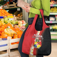 Tonga Emancipation Day Grocery Bag Tongan Ngatu Pattern With Plumeria LT05 - Polynesian Pride