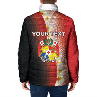 Personalised Tonga Emancipation Day Padded Jacket Tongan Ngatu Pattern With Plumeria LT05 - Polynesian Pride