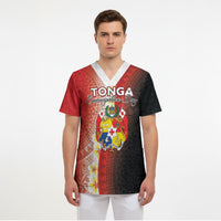 Personalised Tonga Emancipation Day Scrub Top Tongan Ngatu Pattern With Plumeria LT05 - Polynesian Pride