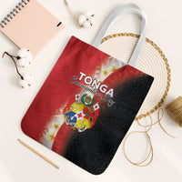 Tonga Emancipation Day Tote Bag Tongan Ngatu Pattern With Plumeria LT05 White Strap One Size Red - Polynesian Pride