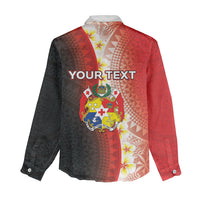 Personalised Tonga Emancipation Day Women Casual Shirt Tongan Ngatu Pattern With Plumeria LT05 - Polynesian Pride