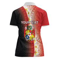 Personalised Tonga Emancipation Day Women Polo Shirt Tongan Ngatu Pattern With Plumeria LT05 - Polynesian Pride
