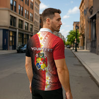 Personalised Tonga Emancipation Day Zipper Polo Shirt Tongan Ngatu Pattern With Plumeria LT05 - Polynesian Pride