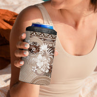 Tonga Ngatu Motifs 4 in 1 Can Cooler Tumbler With Coat Of Arms Beige LT05 - Polynesian Pride