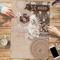 Tonga Ngatu Motifs Puzzle With Coat Of Arms Beige