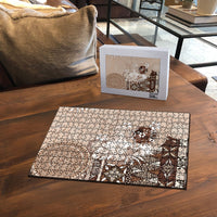 Tonga Ngatu Motifs Puzzle With Coat Of Arms Beige