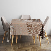 Tonga Ngatu Motifs Tablecloth With Coat Of Arms Beige LT05 - Polynesian Pride