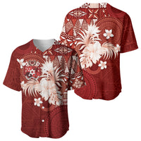 Tonga Ngatu Motifs Baseball Jersey With Coat Of Arms Red