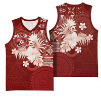 Tonga Ngatu Motifs Basketball Jersey With Coat Of Arms Red