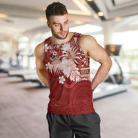 Tonga Ngatu Motifs Men Tank Top With Coat Of Arms Red