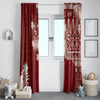 Tonga Ngatu Motifs Window Curtain With Coat Of Arms Red