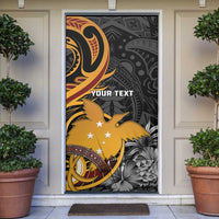 Personalised Papua New Guinea Door Cover Happy Independence Day LT05 Black - Polynesian Pride