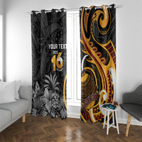 Personalised Papua New Guinea Window Curtain Happy Independence Day LT05 With Grommets Black - Polynesian Pride