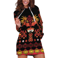 Papua Batik Motif Hoodie Dress Papua Spirit Black Version - Polynesian Pride