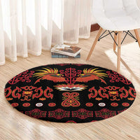 Papua Batik Motif Round Carpet Papua Spirit Black Version LT05 - Polynesian Pride