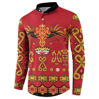 Papua Batik Motif Button Sweatshirt Papua Spirit Red Version LT05 - Polynesian Pride