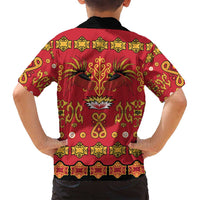 Papua Batik Motif Family Matching Tank Maxi Dress and Hawaiian Shirt Papua Spirit Red Version LT05 - Polynesian Pride